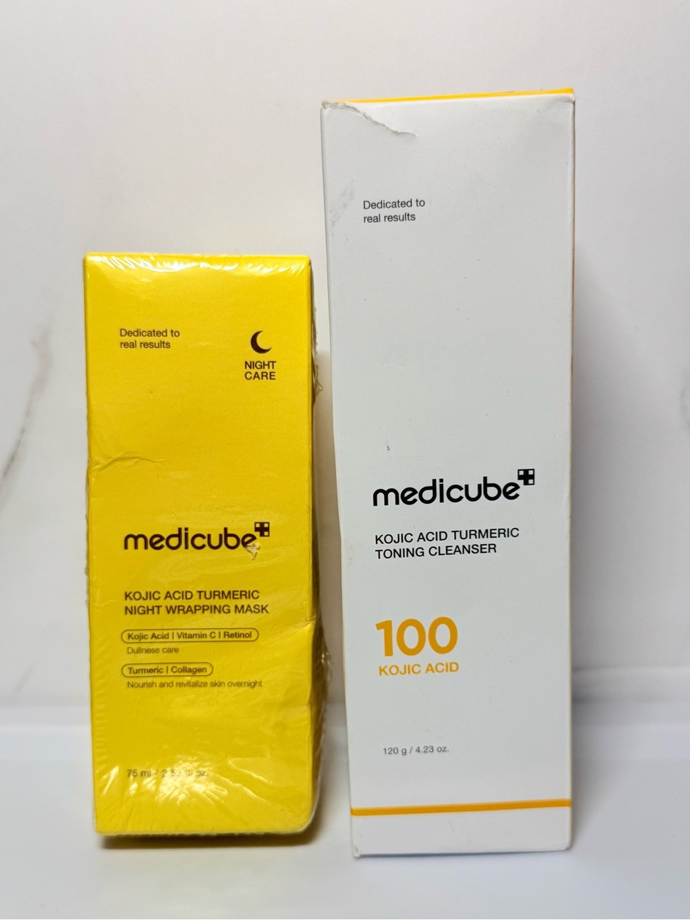 Medicube Kojic Acid Turmeric Night Wrapping mask and Cleanser skincare set